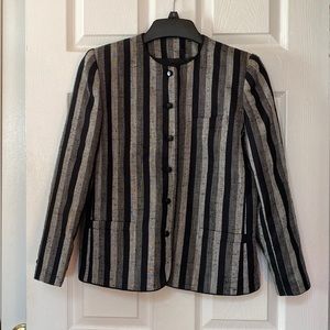 🖤 VTG 80’s Sasson Black Grey Gothic Stripes Striped Blazer